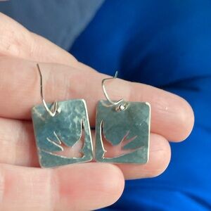Vintage Simone Walsh Y2K Hammered Silver Artisan Sparrow Earrings